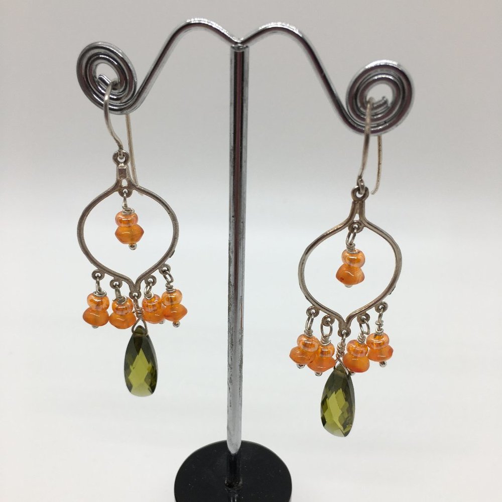 Carnelian/Green Cubic Zirconia Chandeliers